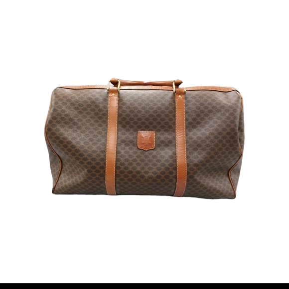 Celine Handbags - Celine Triomphe Macadam Boston Bag Brown Leather Large Capacity W Sholder Strap